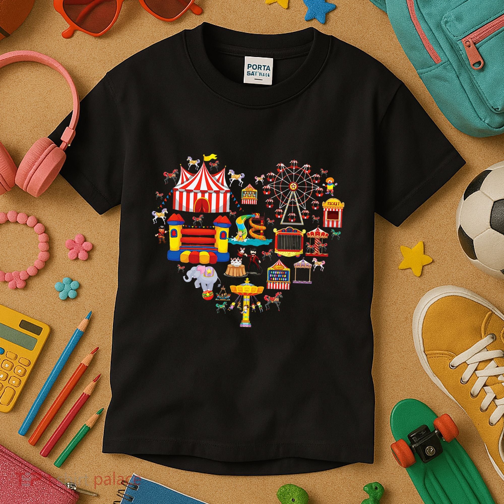 Circus Love Heart Ringmaster Party Circus Kids T-Shirt