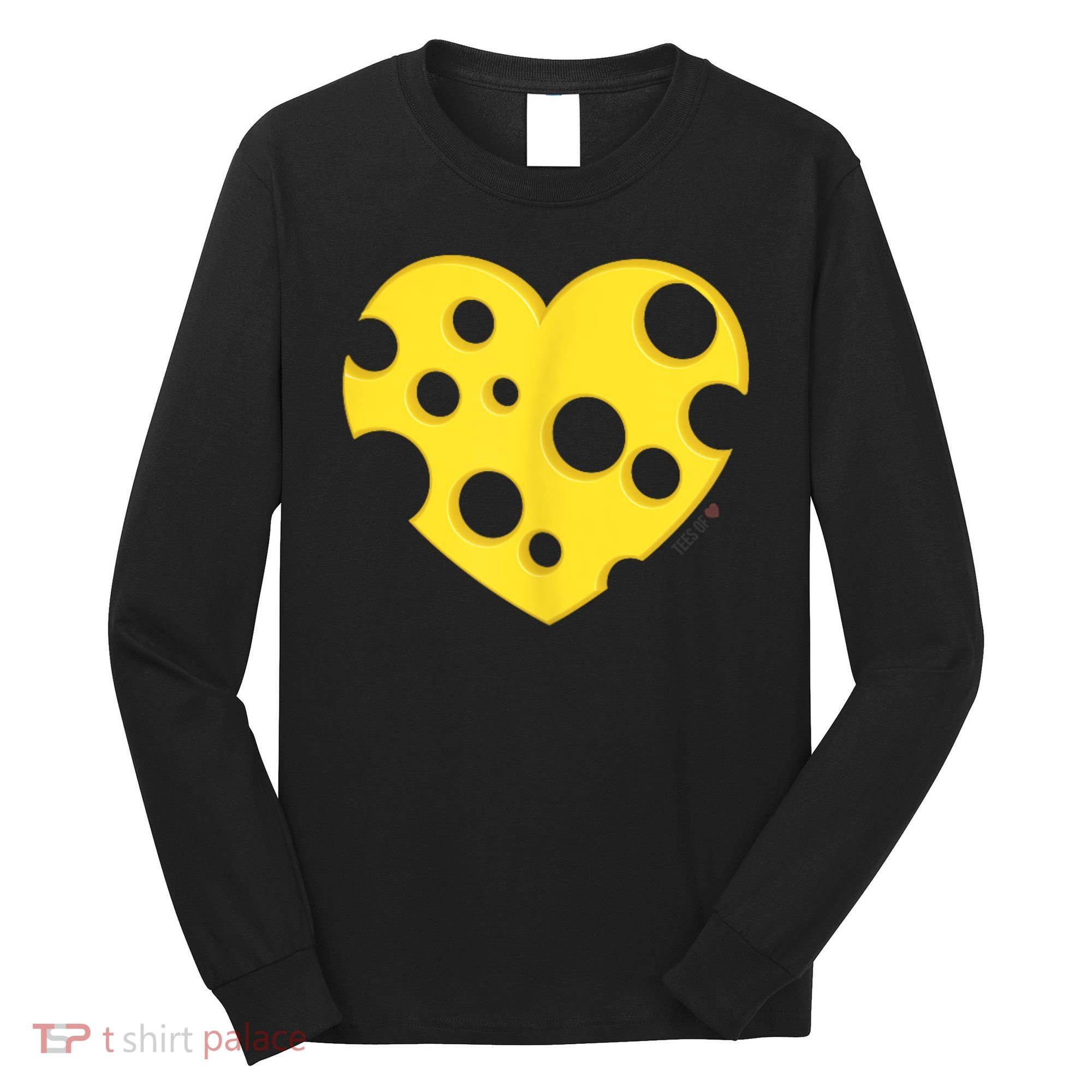 Cheese Love Heart Pocket. Holey Cheese Long Sleeve Shirt