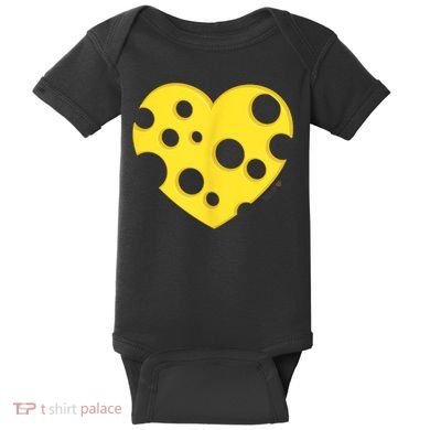 Cheese Love Heart Pocket. Holey Cheese Baby Bodysuit