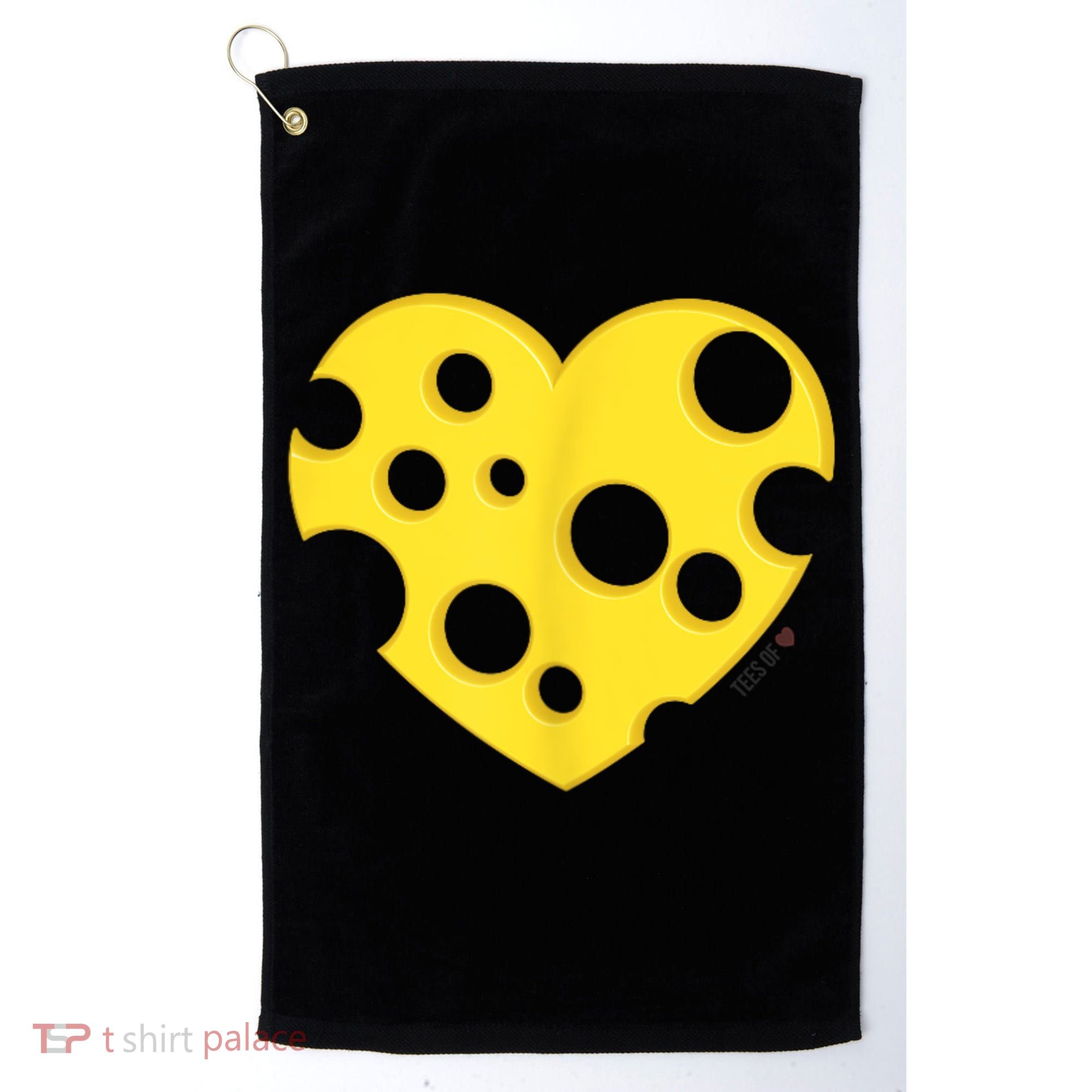 Cheese Love Heart Pocket. Holey Cheese Golf Towel
