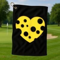 Cheese Love Heart Pocket. Holey Cheese Golf Towel thumb 1