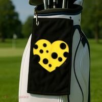 Cheese Love Heart Pocket. Holey Cheese Golf Towel thumb 2