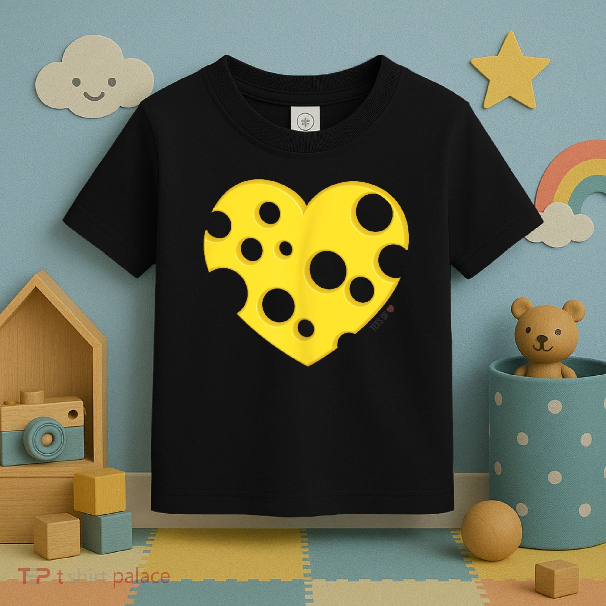 Cheese Love Heart Pocket. Holey Cheese Toddler T-Shirt