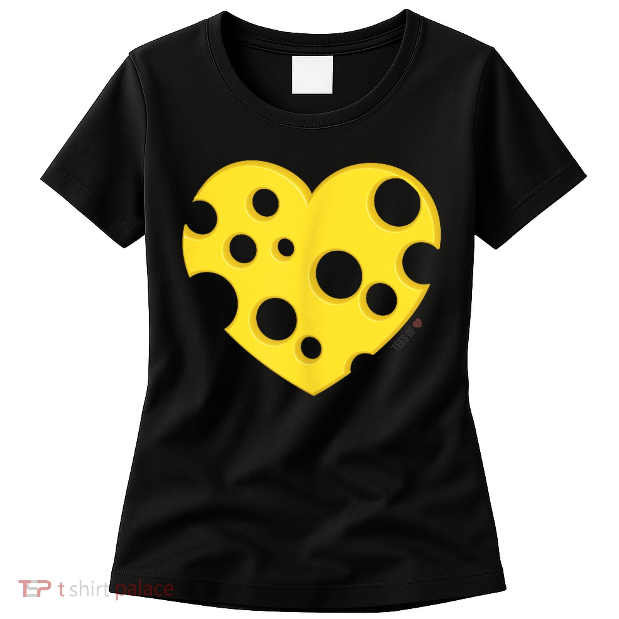 Cheese Love Heart Pocket. Holey Cheese Women's T-Shirt