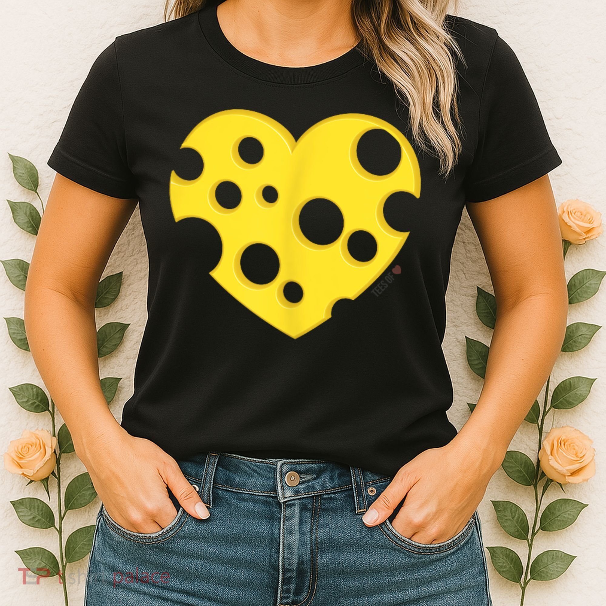 Cheese Love Heart Pocket. Holey Cheese Women's T-Shirt