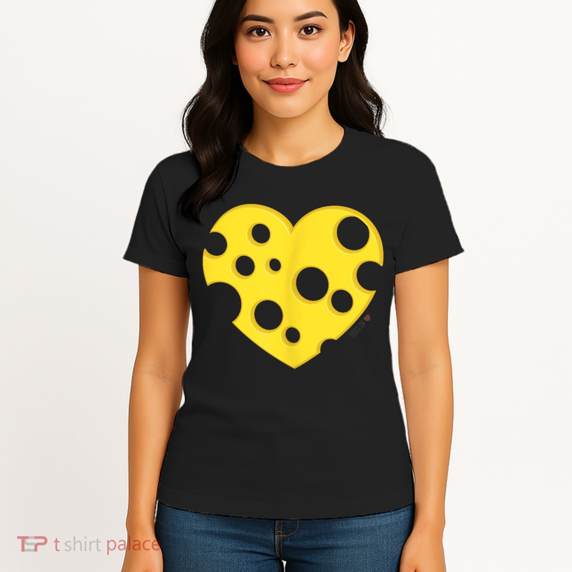 Cheese Love Heart Pocket. Holey Cheese Women's T-Shirt