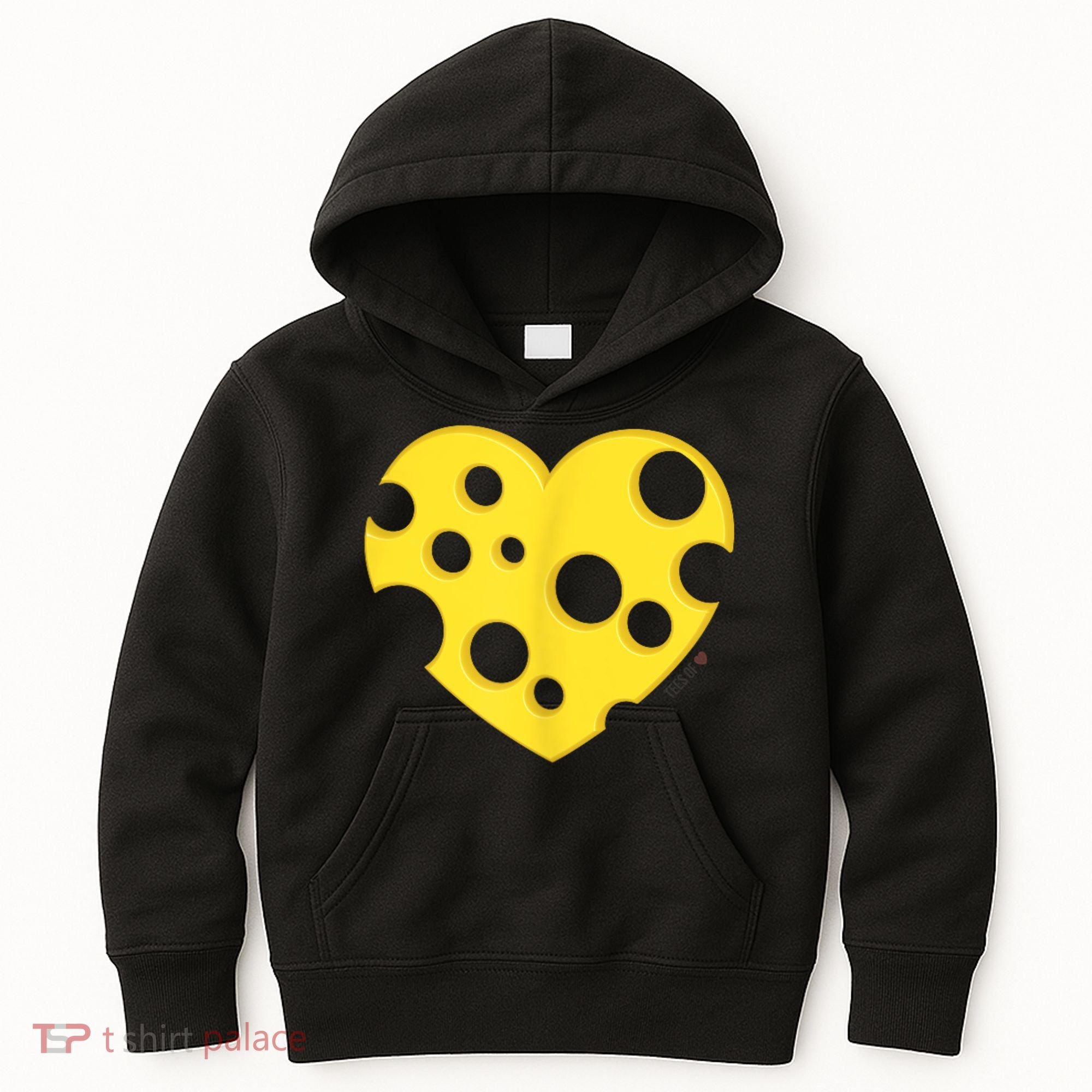 Cheese Love Heart Pocket. Holey Cheese Kids Hoodie