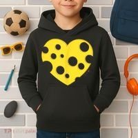 Cheese Love Heart Pocket. Holey Cheese Kids Hoodie thumb 2
