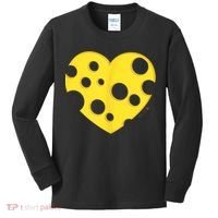 Cheese Love Heart Pocket. Holey Cheese Kids Long Sleeve Shirt thumb 0