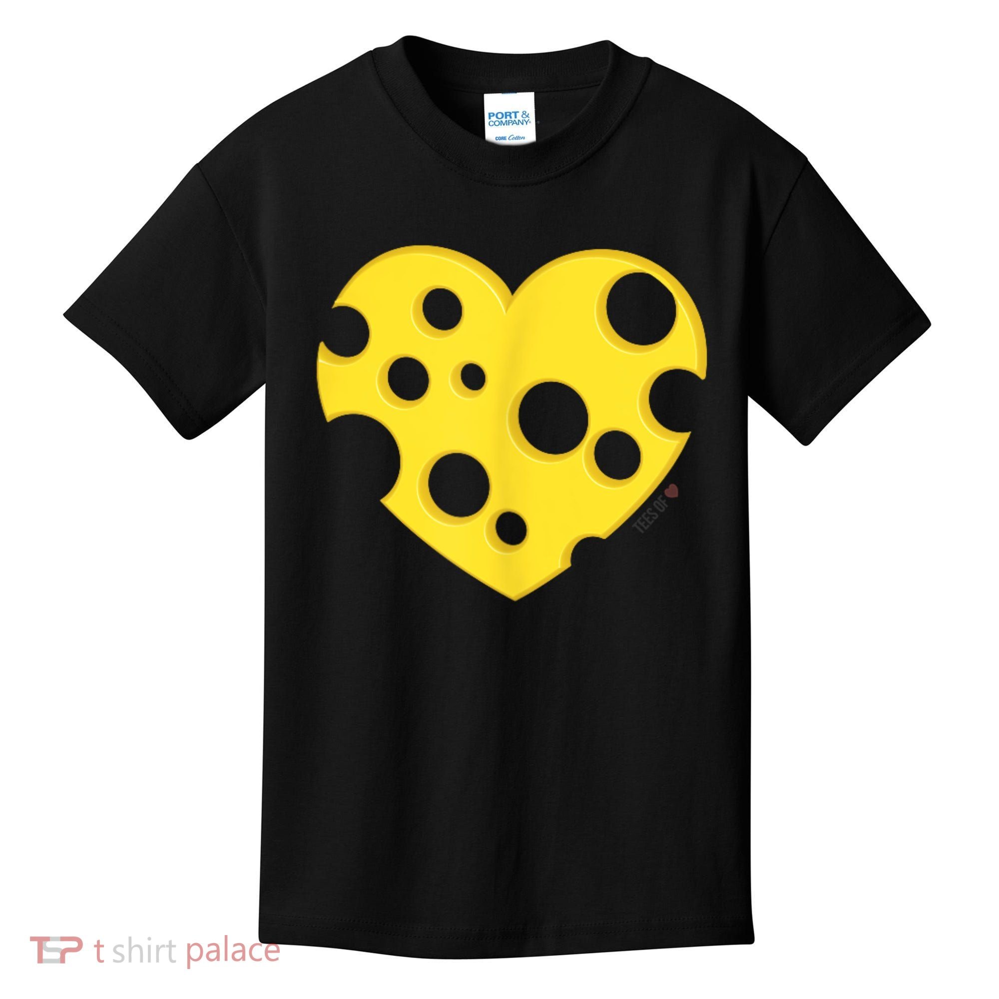 Cheese Love Heart Pocket. Holey Cheese Kids T-Shirt