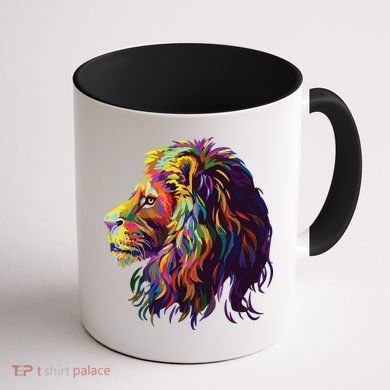 Colorful Lion Head Design Pop Art Style Coffee Mug back