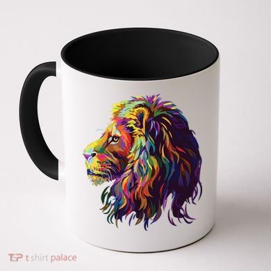 Colorful Lion Head Design Pop Art Style Coffee Mug