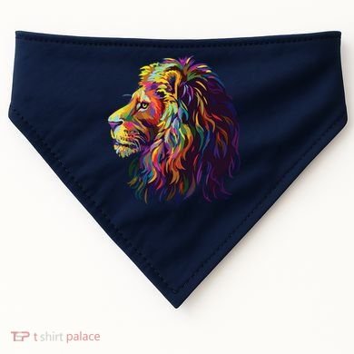 Colorful Lion Head Design Pop Art Style USA-Made Doggie Bandana