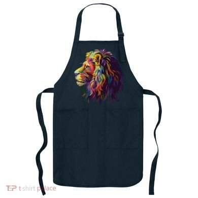 Colorful Lion Head Design Pop Art Style Apron