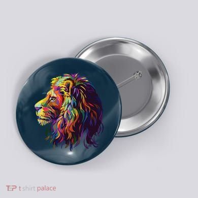 Colorful Lion Head Design Pop Art Style Button
