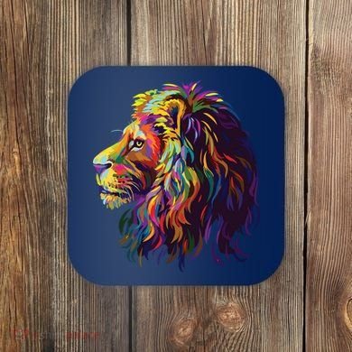 Colorful Lion Head Design Pop Art Style Coaster