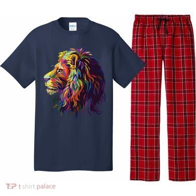 Colorful Lion Head Design Pop Art Style Pajama Set