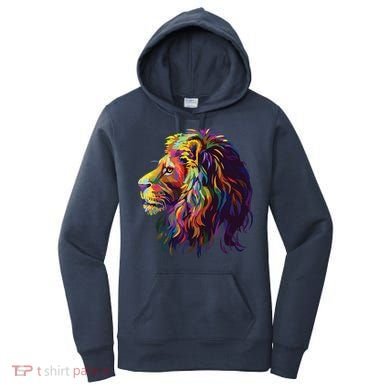 Colorful Lion Head Design Pop Art Style Women's Hoodie
