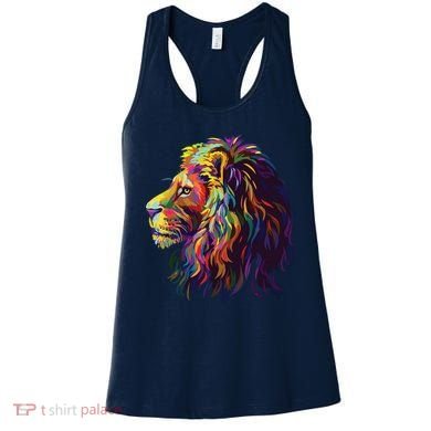 Colorful Lion Head Design Pop Art Style Women's Tank Top