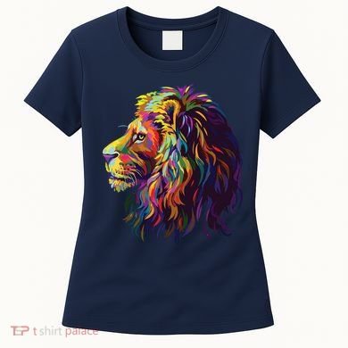 Colorful Lion Head Design Pop Art Style Women's T-Shirt