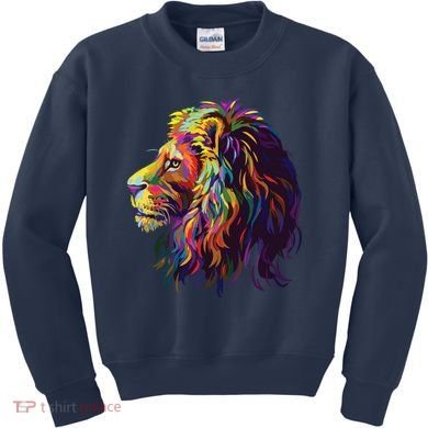 Colorful Lion Head Design Pop Art Style Kids Sweatshirt