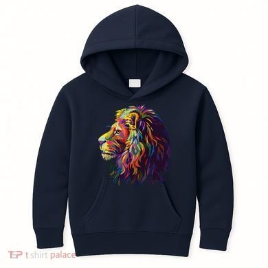 Colorful Lion Head Design Pop Art Style Kids Hoodie