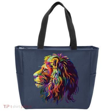Colorful Lion Head Design Pop Art Style Tote Bag