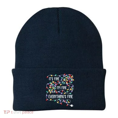Christmas Light It's Fine I'm Fine Everything Is Fine Beanie