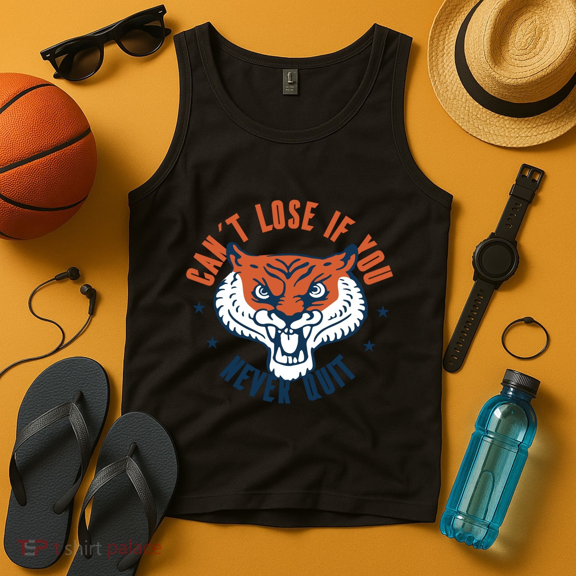 Can't Lose If You Never Quit Tiger Hustle Motivation Tank Top