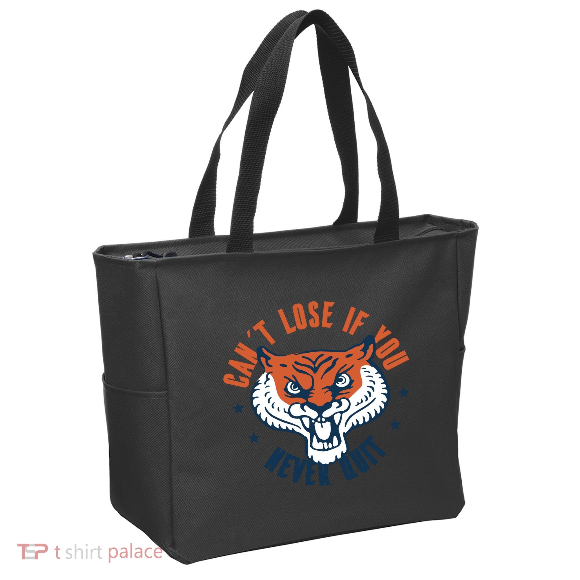Can't Lose If You Never Quit Tiger Hustle Motivation Tote Bag