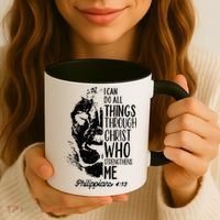 Christian Lion I Can Do All Things Philippians 4 13 Gift Coffee Mug thumb 3