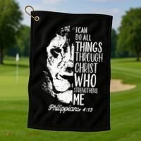 Christian Lion I Can Do All Things Philippians 4 13 Gift Golf Towel thumb 1