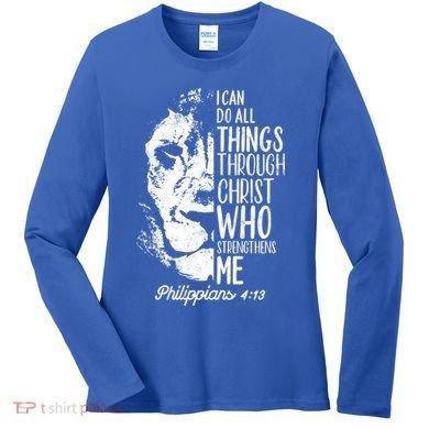 Christian Lion I Can Do All Things Philippians 4 13 Gift Women's Long Sleeve Shirt
