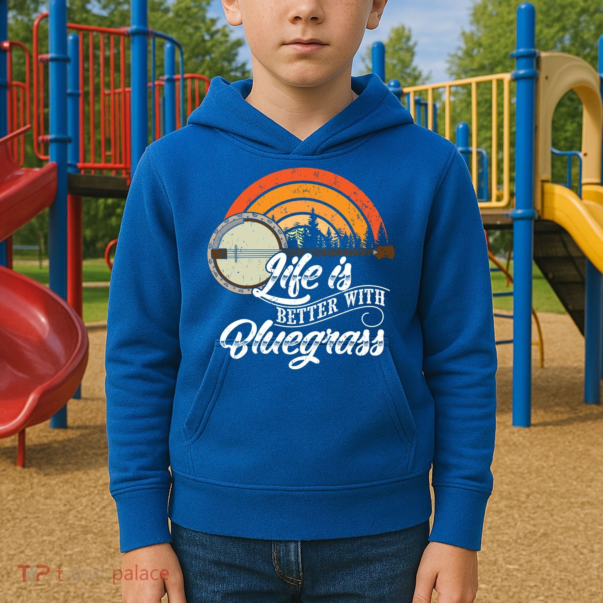 Cute Life Is Better With Bluegrass Funny Music Lover Gift Kids Hoodie