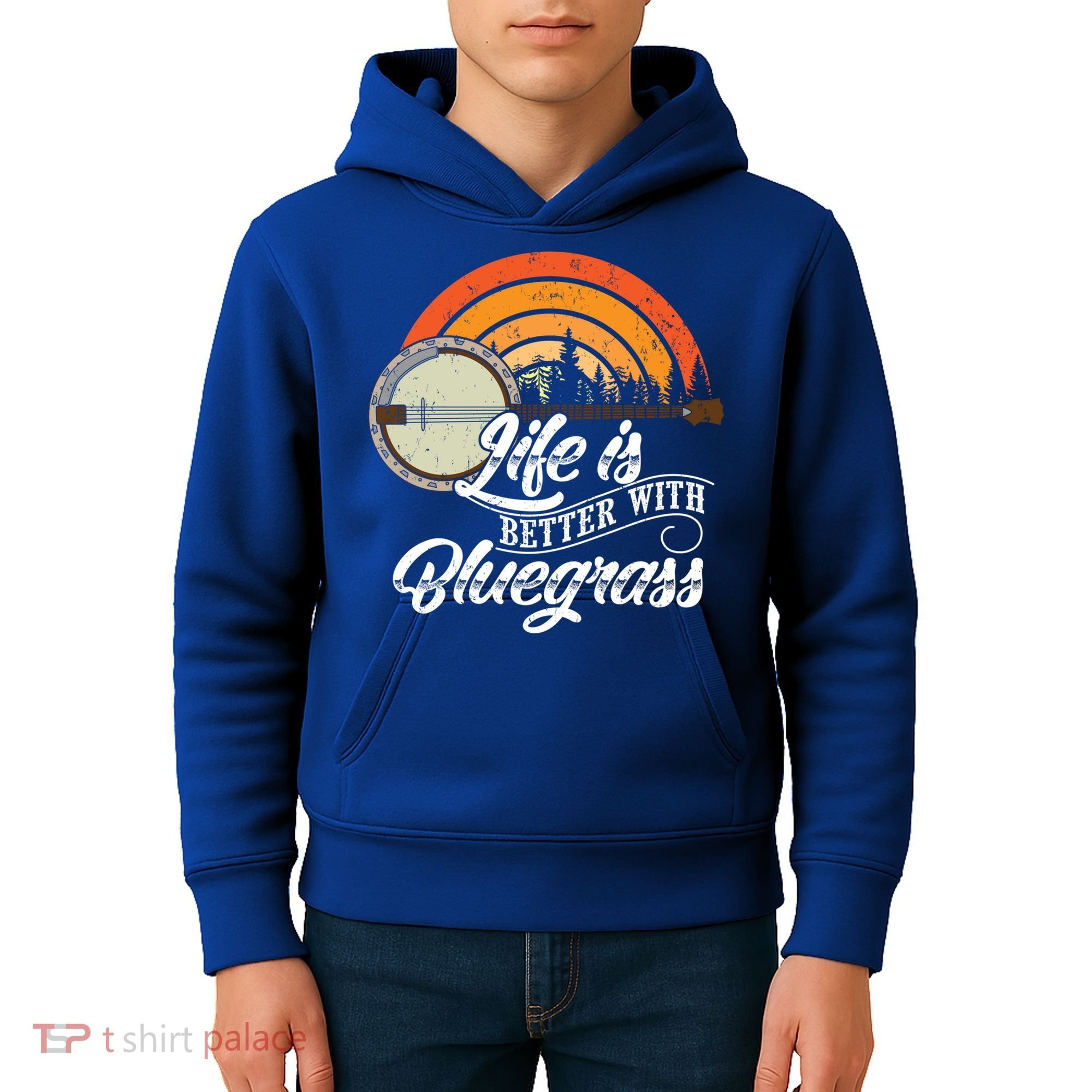 Cute Life Is Better With Bluegrass Funny Music Lover Gift Kids Hoodie