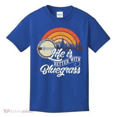 Cute Life Is Better With Bluegrass Funny Music Lover Gift Kids T-Shirt