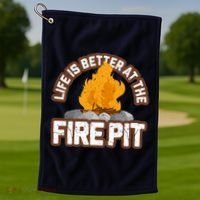 Campfire Life Is Better At The Firepit Camping Campsite Fire Golf Towel thumb 1