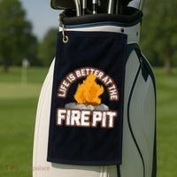 Campfire Life Is Better At The Firepit Camping Campsite Fire Golf Towel thumb 2