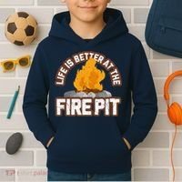 Campfire Life Is Better At The Firepit Camping Campsite Fire Kids Hoodie thumb 2