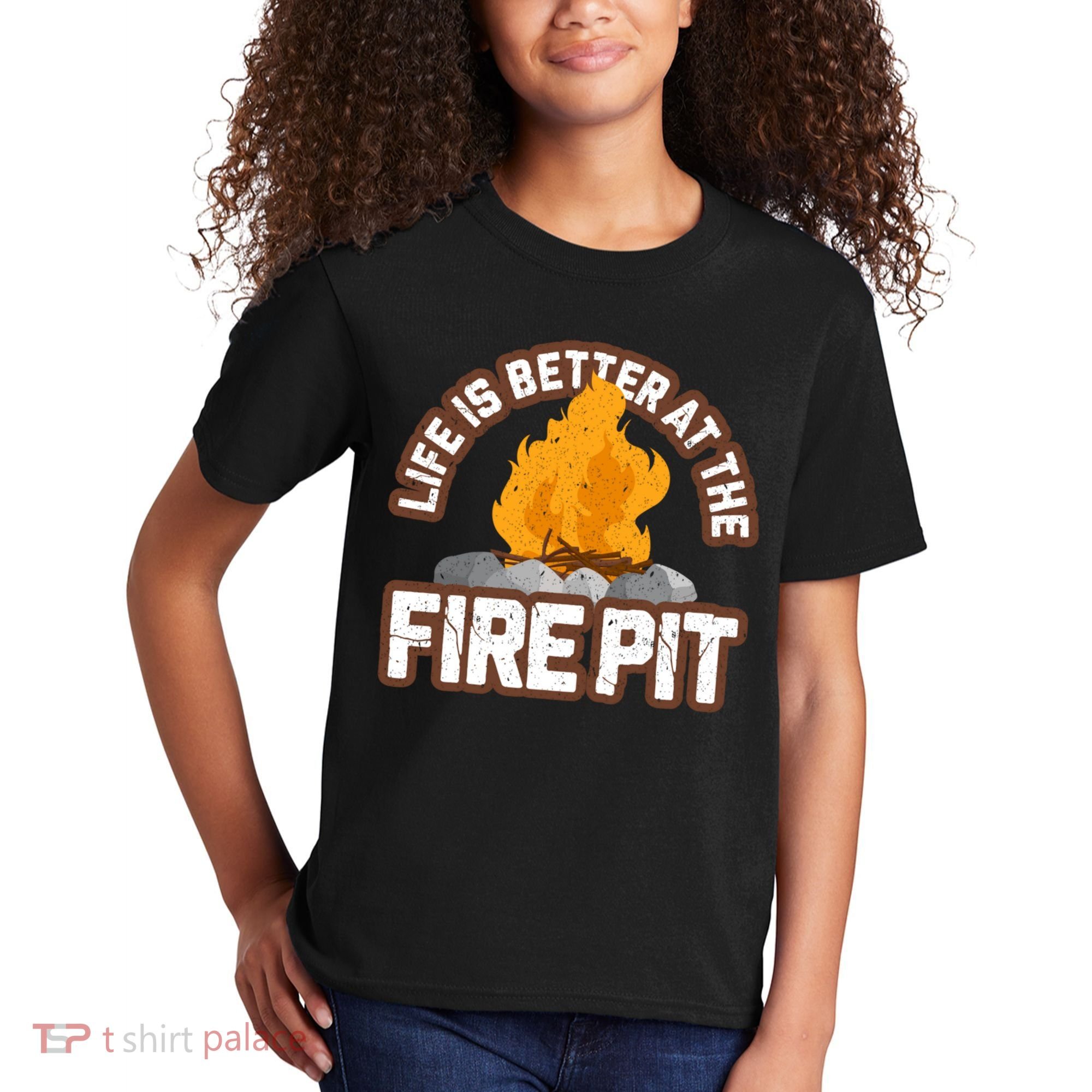 Campfire Life Is Better At The Firepit Camping Campsite Fire Kids T-Shirt