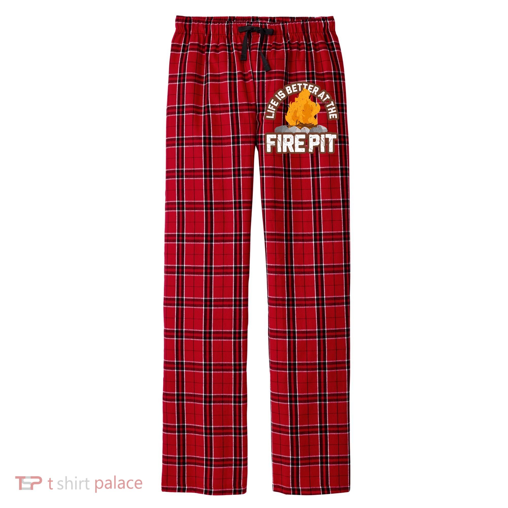 Campfire Life Is Better At The Firepit Camping Campsite Fire Men's Flannel Plaid Pajama Pants