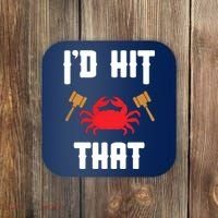 Crab Lovers I'd Hit That Funny Maryland Seafood Fan Coaster thumb 0
