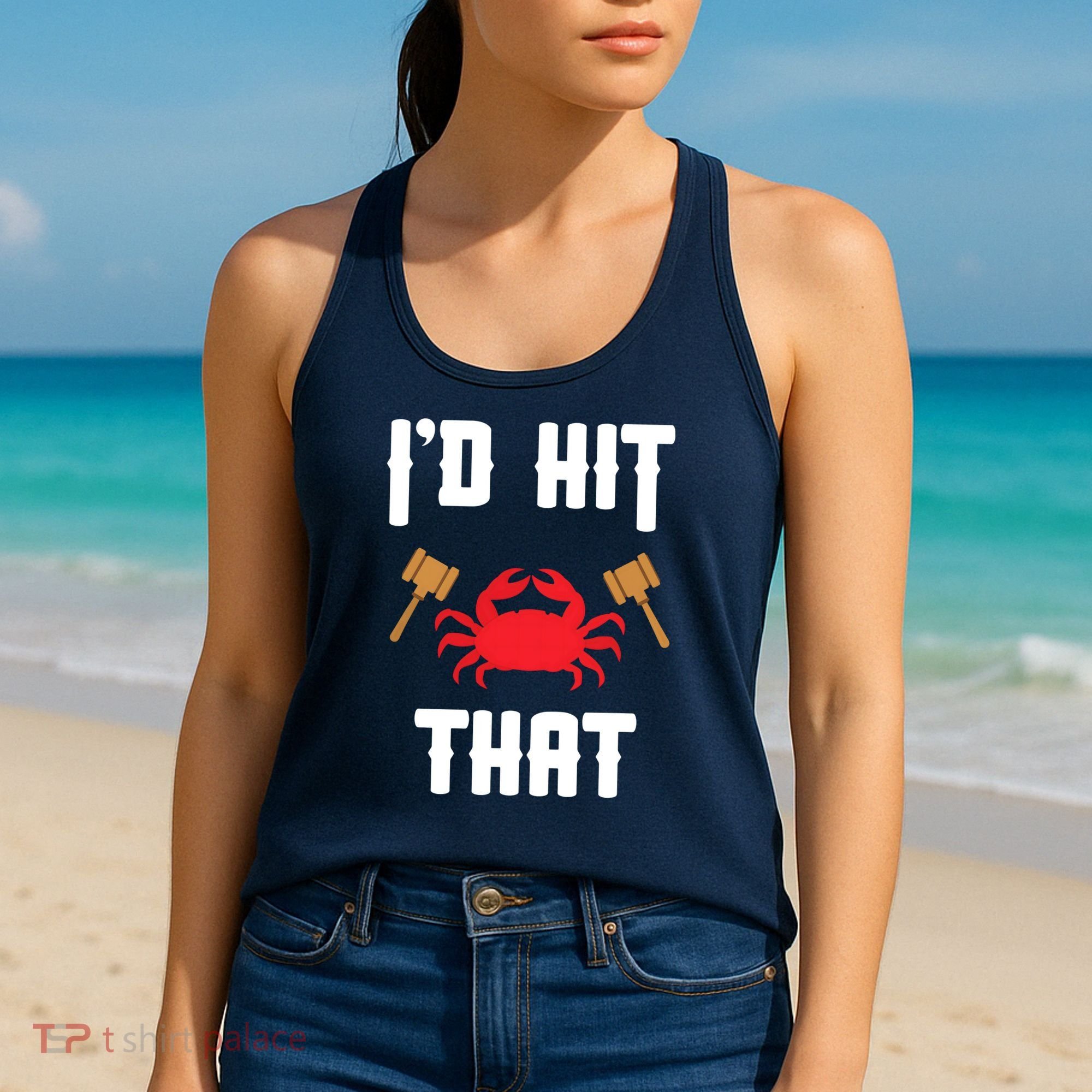 Crab Lovers I'd Hit That Funny Maryland Seafood Fan Women's Tank Top