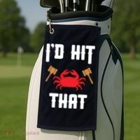 Crab Lovers I'd Hit That Funny Maryland Seafood Fan Golf Towel thumb 2