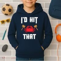 Crab Lovers I'd Hit That Funny Maryland Seafood Fan Kids Hoodie thumb 2