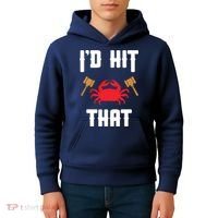 Crab Lovers I'd Hit That Funny Maryland Seafood Fan Kids Hoodie thumb 4