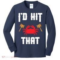 Crab Lovers I'd Hit That Funny Maryland Seafood Fan Kids Long Sleeve Shirt thumb 0