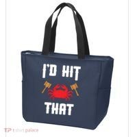 Crab Lovers I'd Hit That Funny Maryland Seafood Fan Tote Bag thumb 3