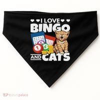 Cat Lover I Love Bingo And Cats Gambling Bingo Player Bingo USA-Made Doggie Bandana thumb 0
