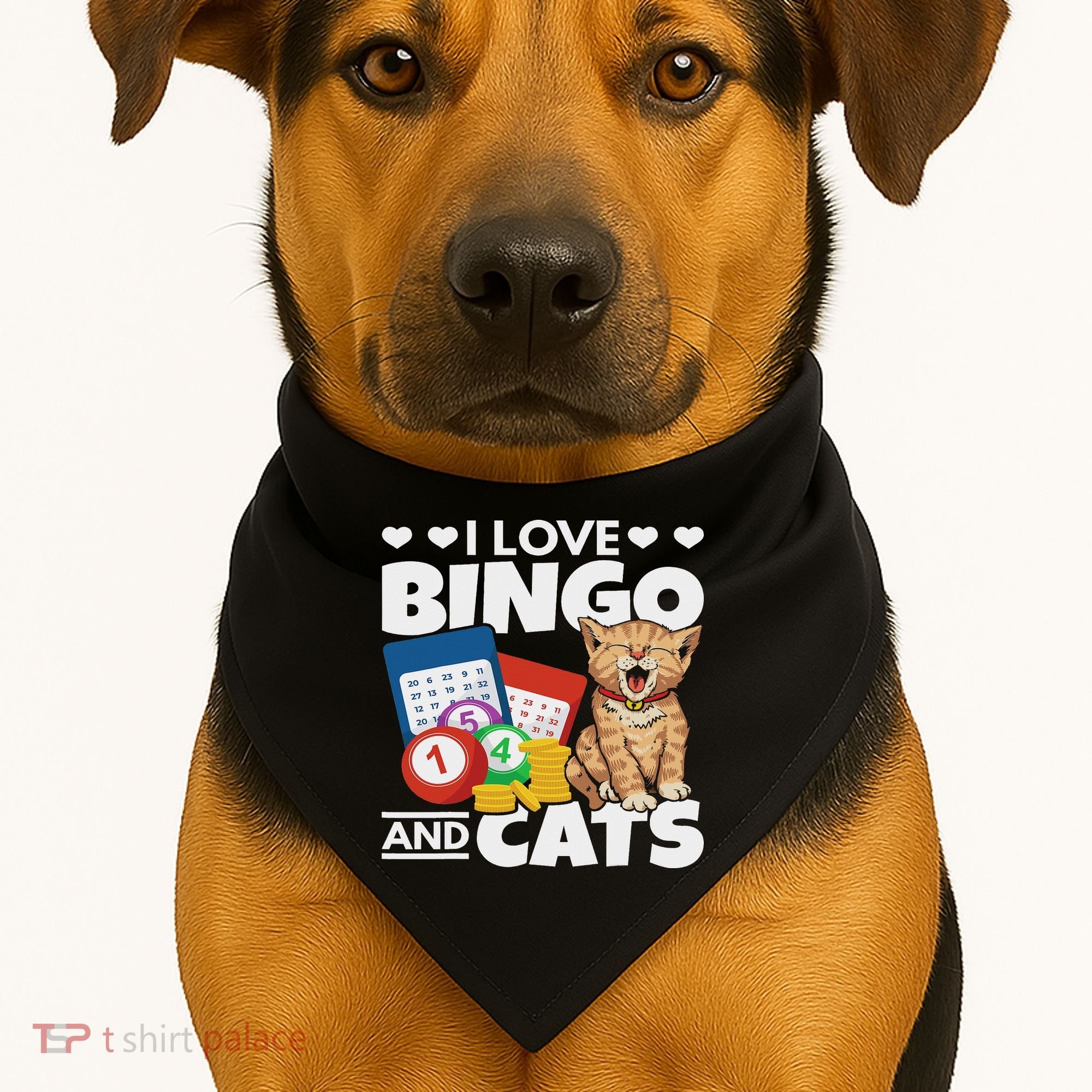 Cat Lover I Love Bingo And Cats Gambling Bingo Player Bingo USA-Made Doggie Bandana